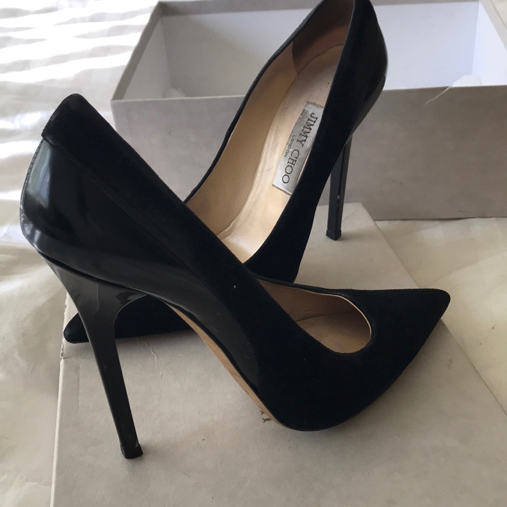 Jimmy Choo Black Suede/shiny leather high heels